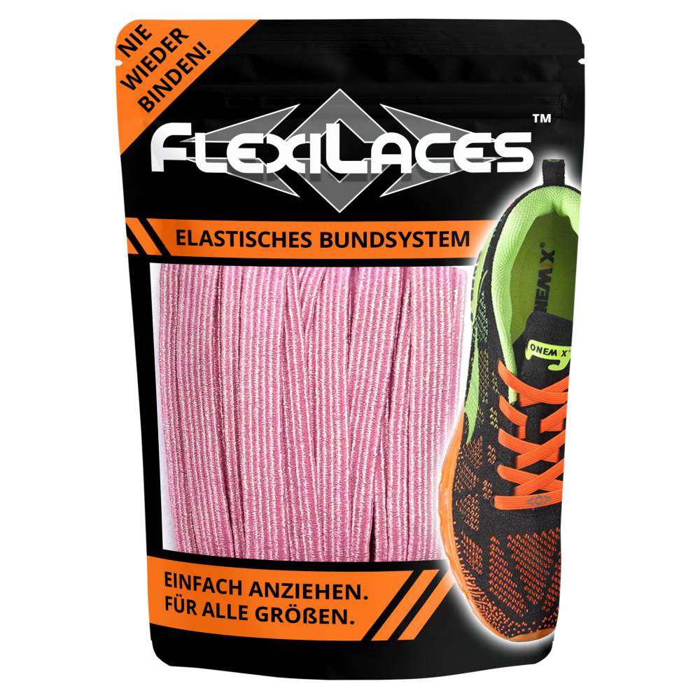 FLEXILACES Elastische Schnürsenkel Glitzer Pink